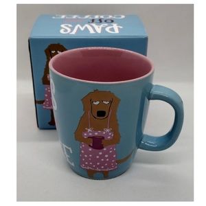 NEW Little Blue House Paws Off My Coffee Curved Ceramic Mug